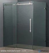 Eenvoudige Design Roestvrij Staal Hoek Badkamer Schuifraam Frameloze Douche Behuizing