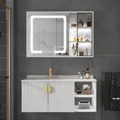 Natuurlijke houten ijdelheid badkamer
